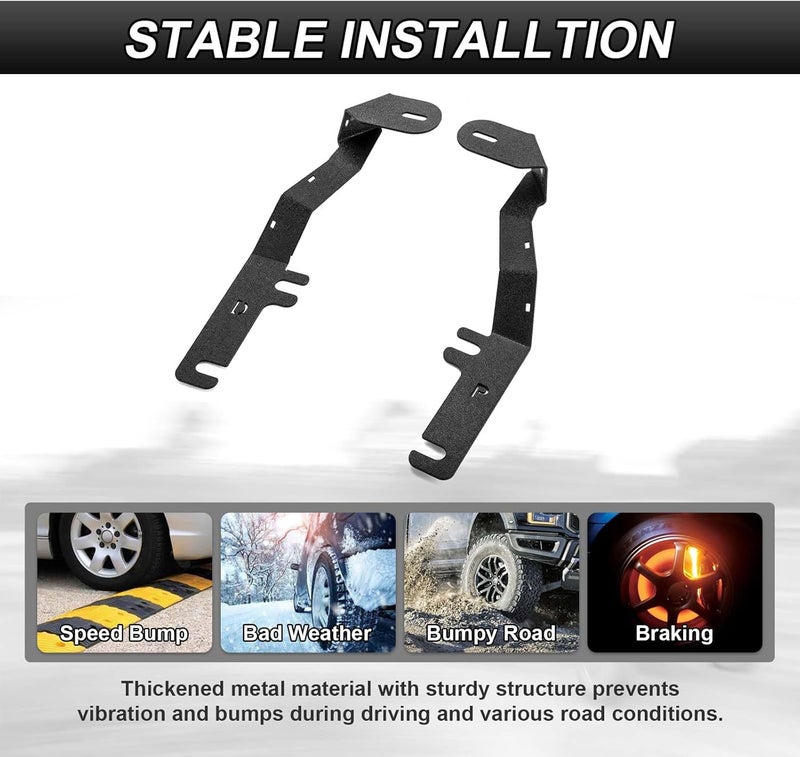 ROMELACK Hood Mount Brackets Ditch Light Bracket Heavy Duty Steel Compatible with Ford F-150 2015-2020 - Image 3
